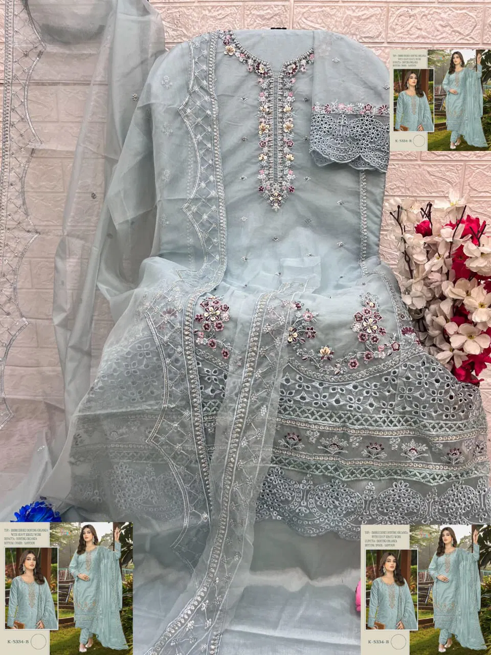 S 5334 By Shree Fabs Organza Wholesale Pakistani Salwar Suits Suppliers In Mumbai